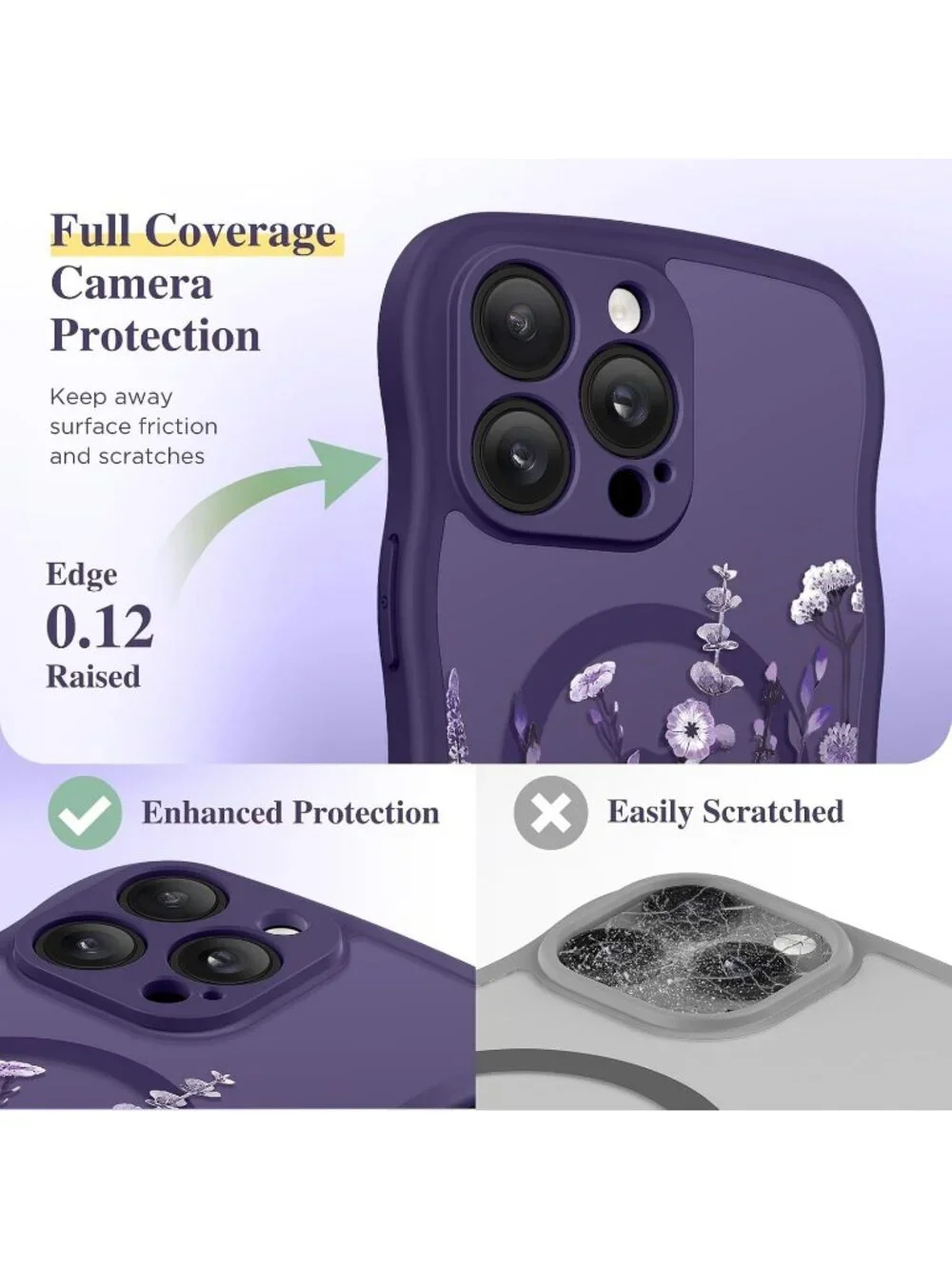 iPhone 14 Pro Floratopia/Deep Purple Compatible with MagSafe Translucent Case